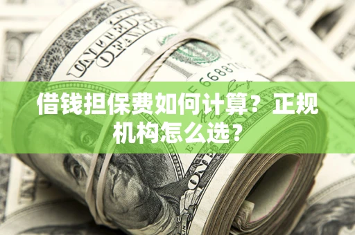 济南借钱担保费如何计算？正规机构怎么选？